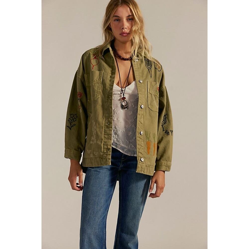 Free People We The Free Madison City Embroidered Farm Veggies Jacket NWT XS